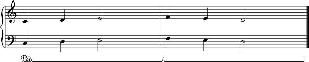 damper pedal notation,sustainpedal, fortepedal,notation