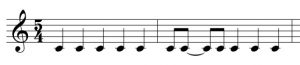 time signature, 5/4 takt, taktart