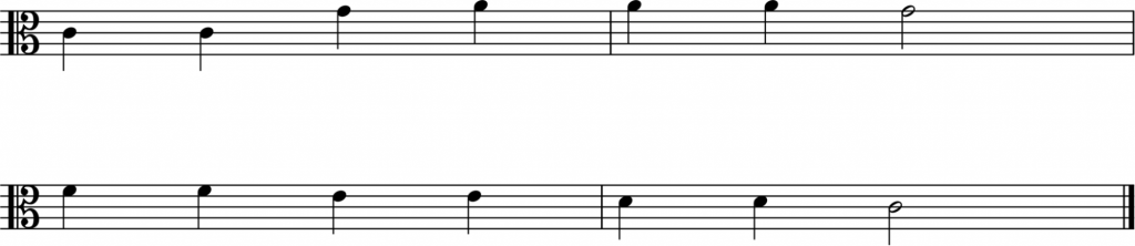treble clef to the alto clef