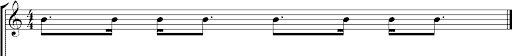 combinations of dotted eighth and sixteenth notes