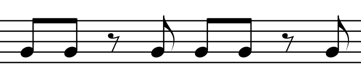 combination of single and beamed eighth notes