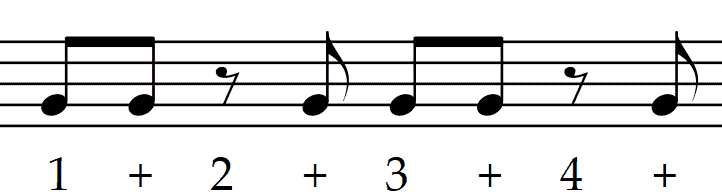 combination of single and beamed eighth notes