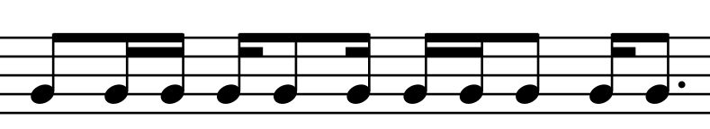 combination of single and beamed sixteenth notes