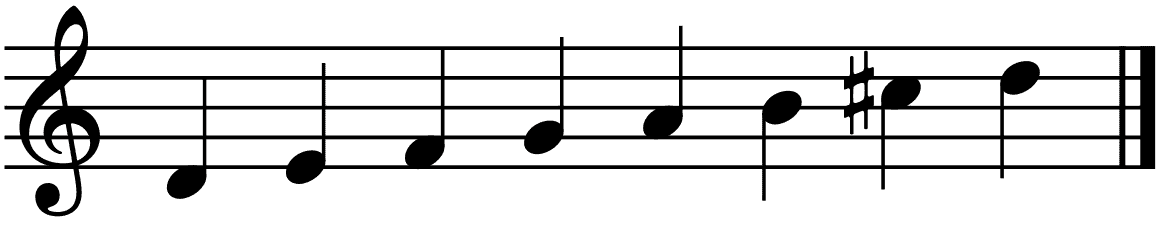 d harmonic minor scale,harmonische d moll tonleiter