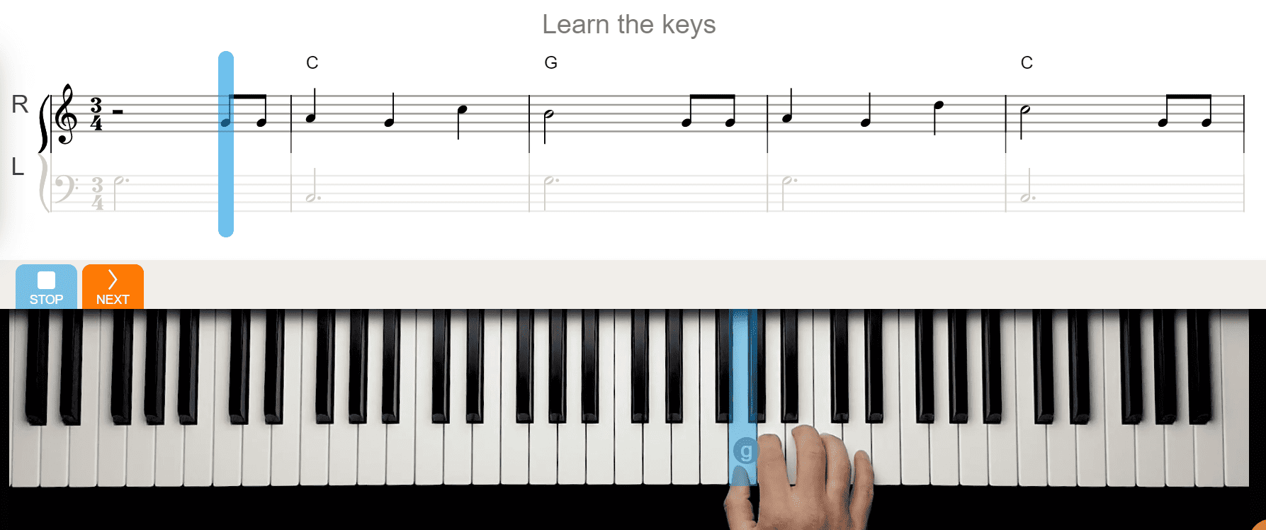 Right-hand starting position