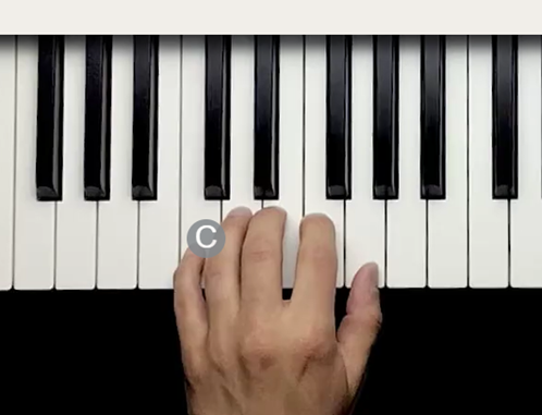the 5th finger on the note ‘C’