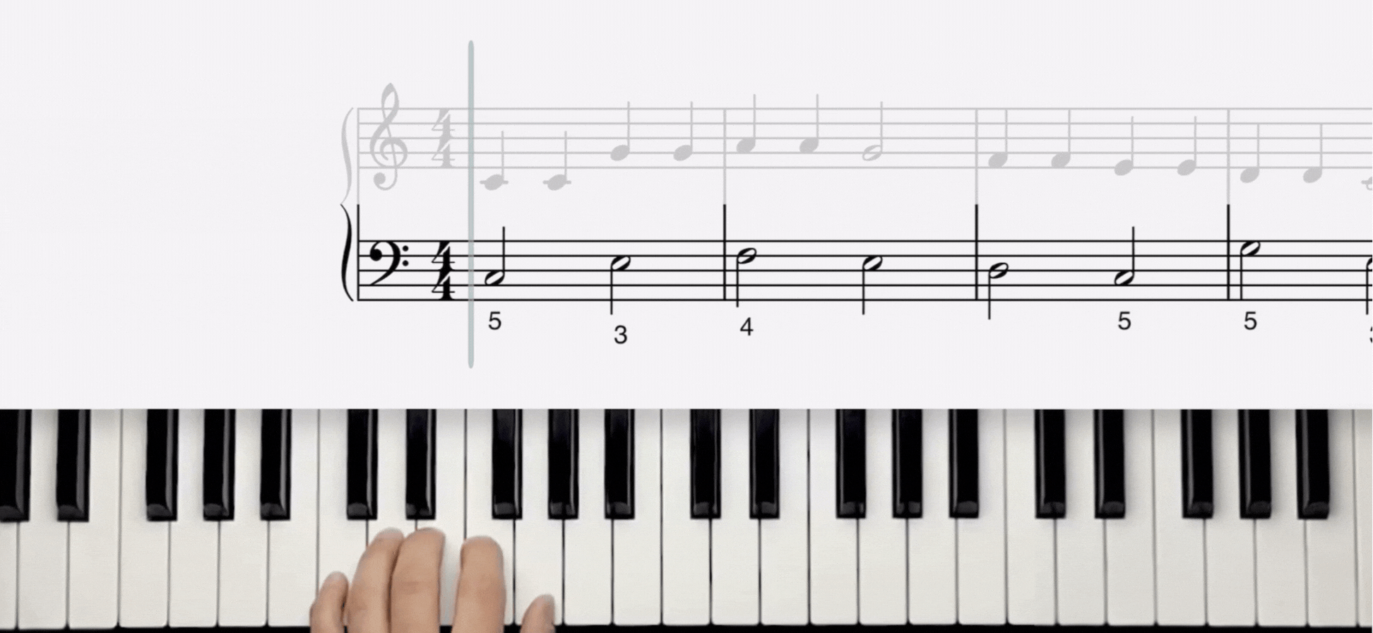Twinkle twinkle little star piano notes in left hand