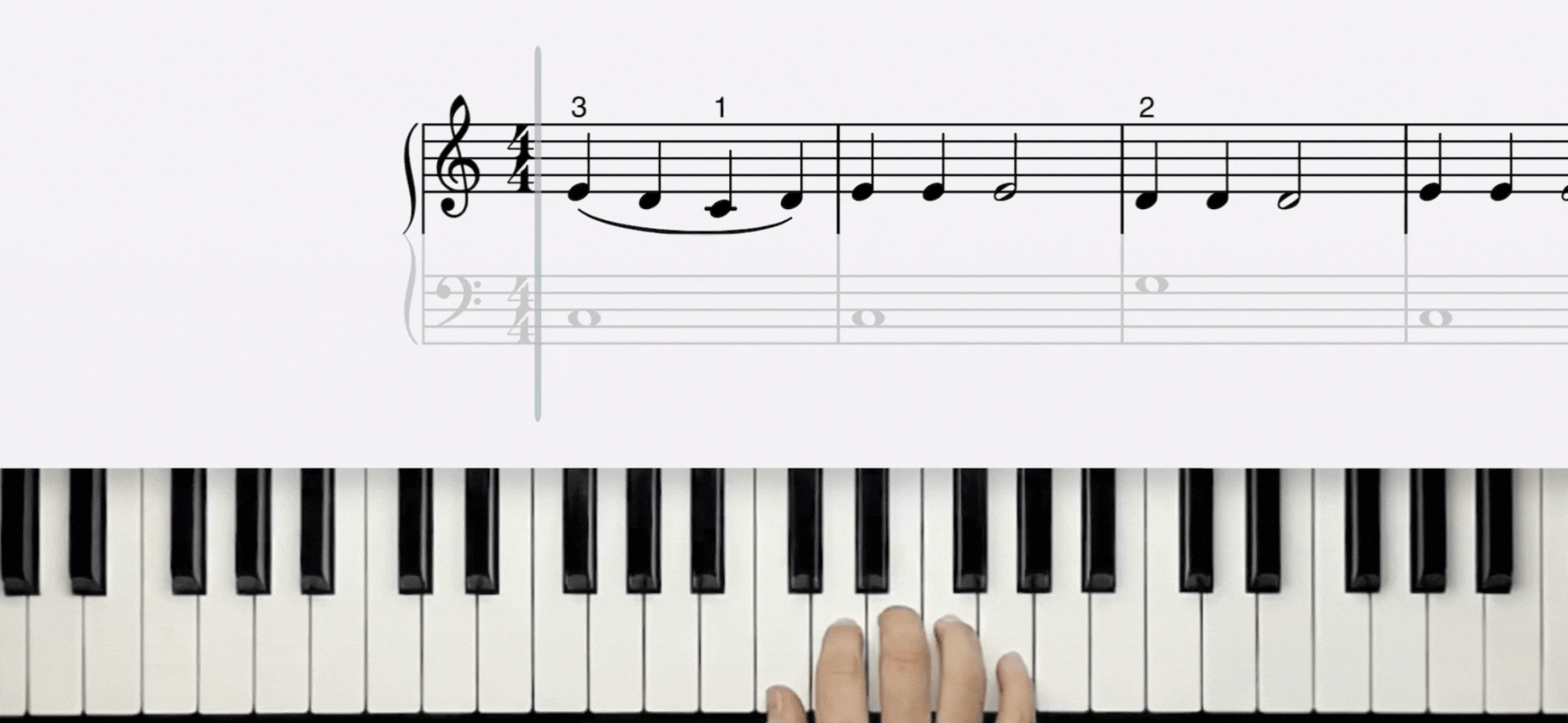 Mary Had a Little Lamb piano notes in right hand