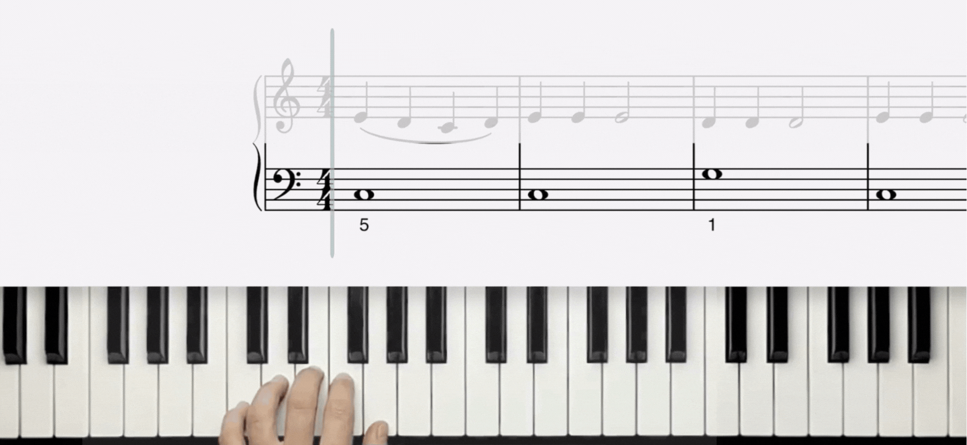 Mary Had a Little Lamb piano notes in left hand
