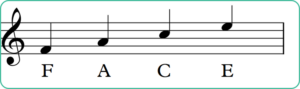The space notes for the treble clef