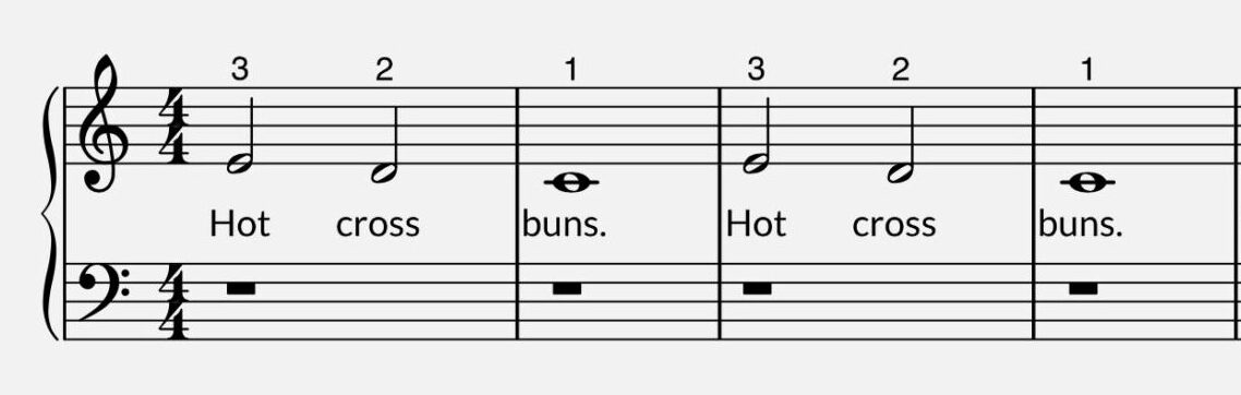Hot cross buns piano notes