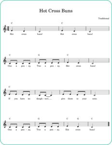 hot cross buns piano sheet music