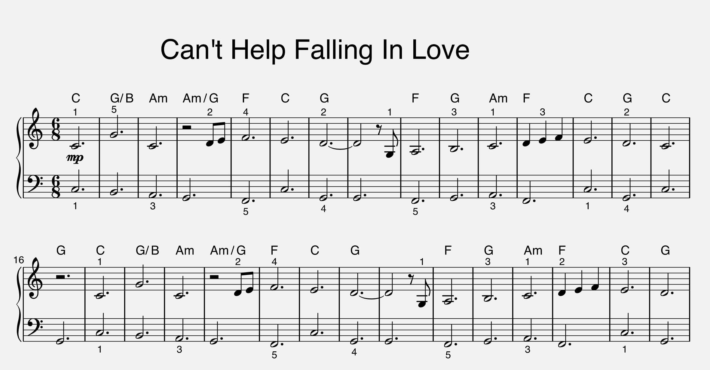 notes in Can’t Help Falling in Love