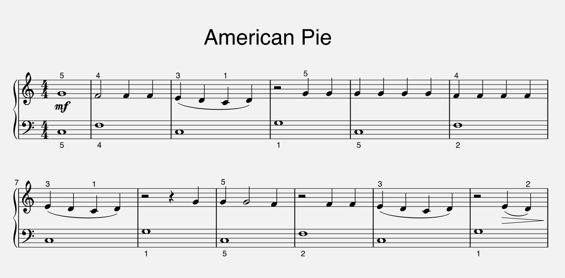 american pie piano notes