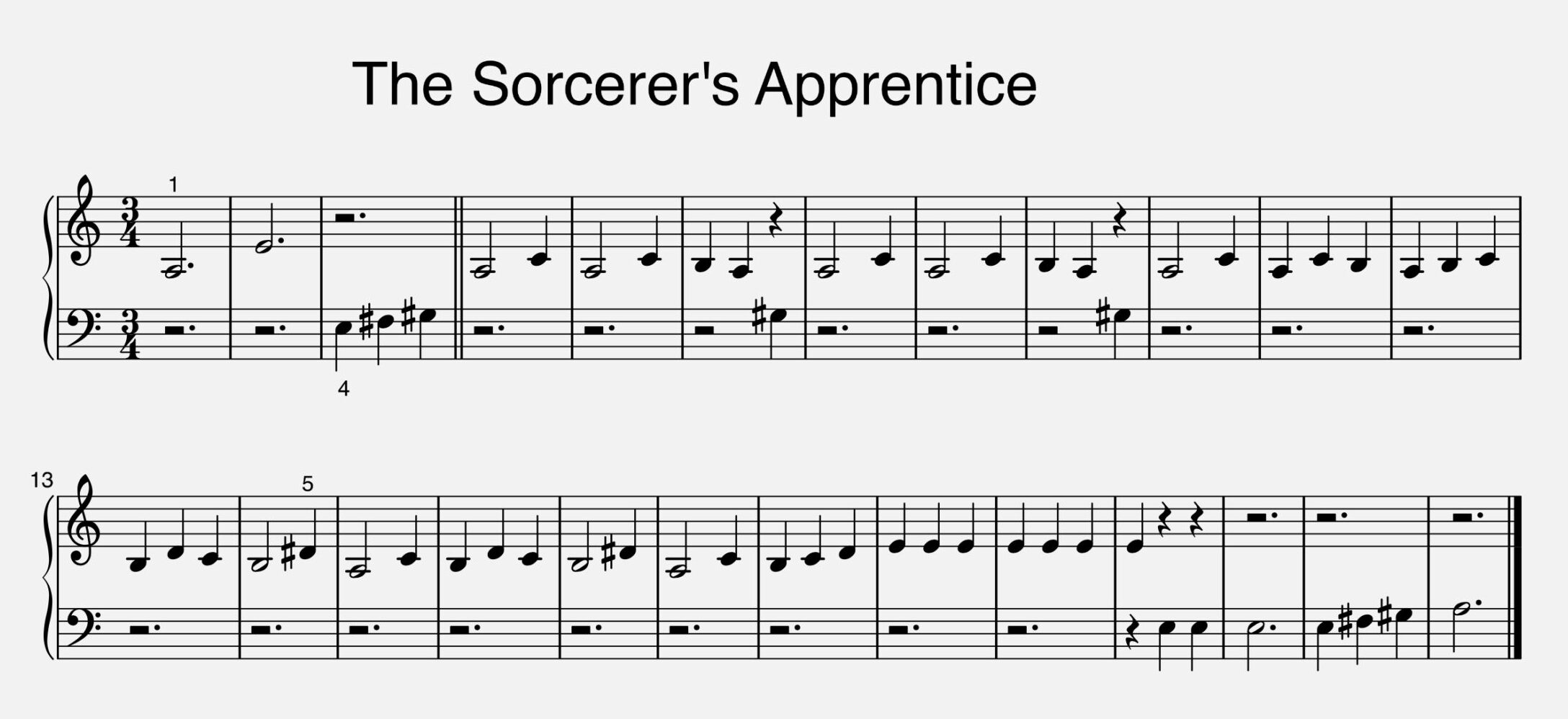 the sorcerer's apprentice piano notes