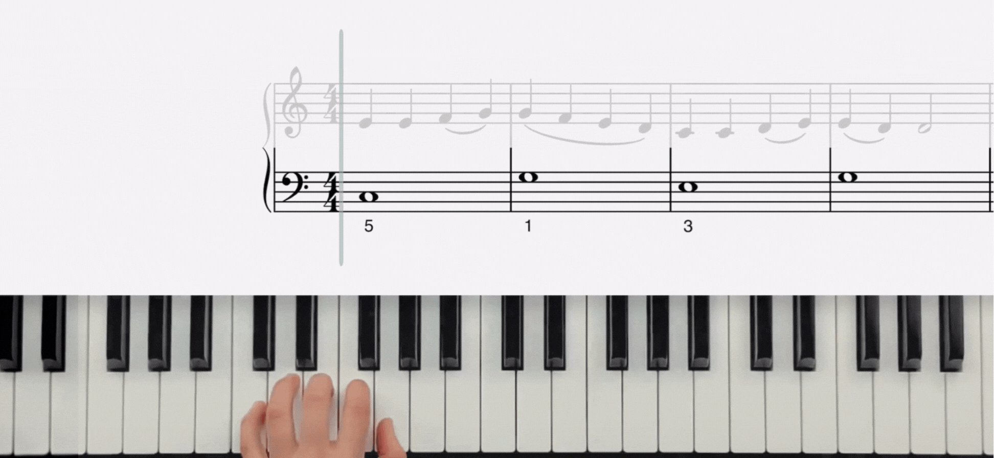 Ode to Joy piano notes in left hand