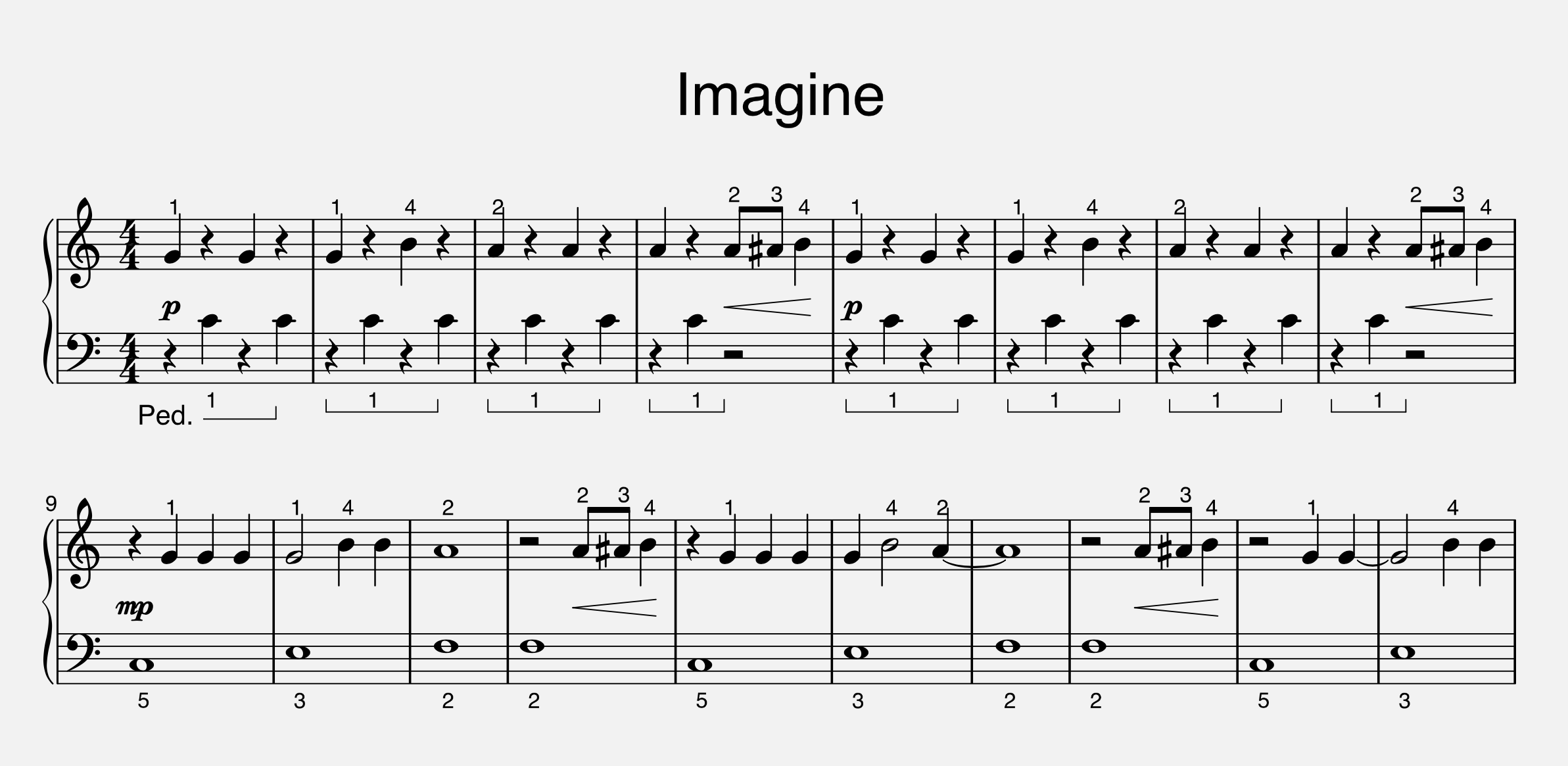 Imagine piano notes