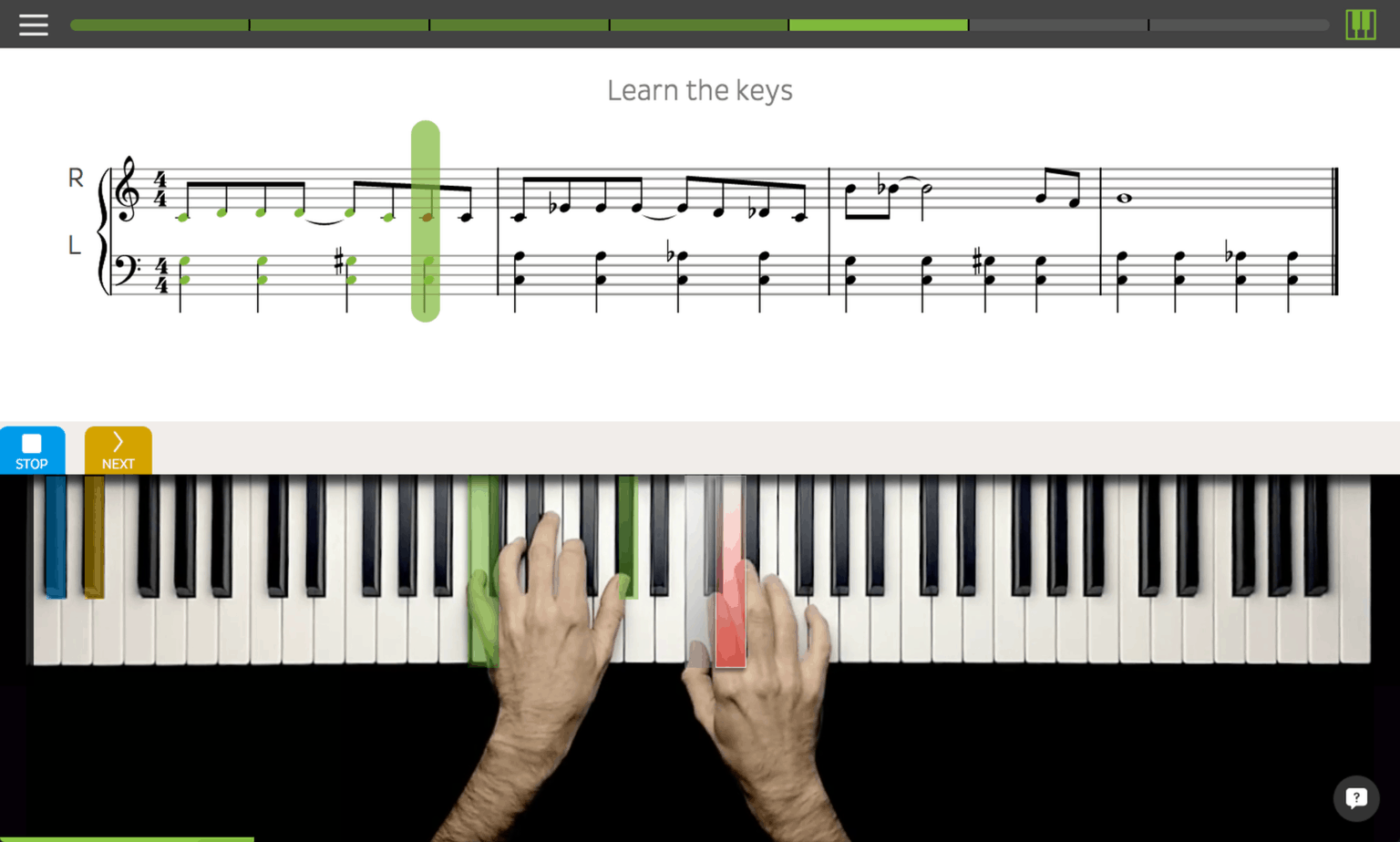 Skoove learn piano screen