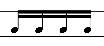Four beamed sixteenth notes