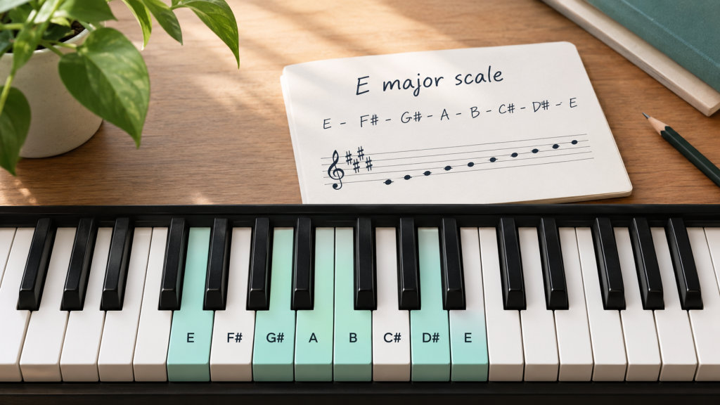 e major scale piano