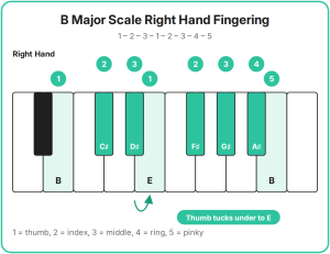 b major scale right hand fingering