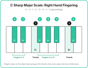 c sharp major scale right hand