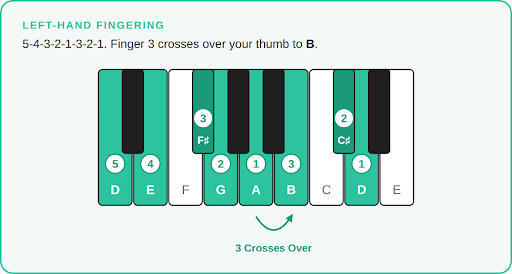 d major scale left hand fingering